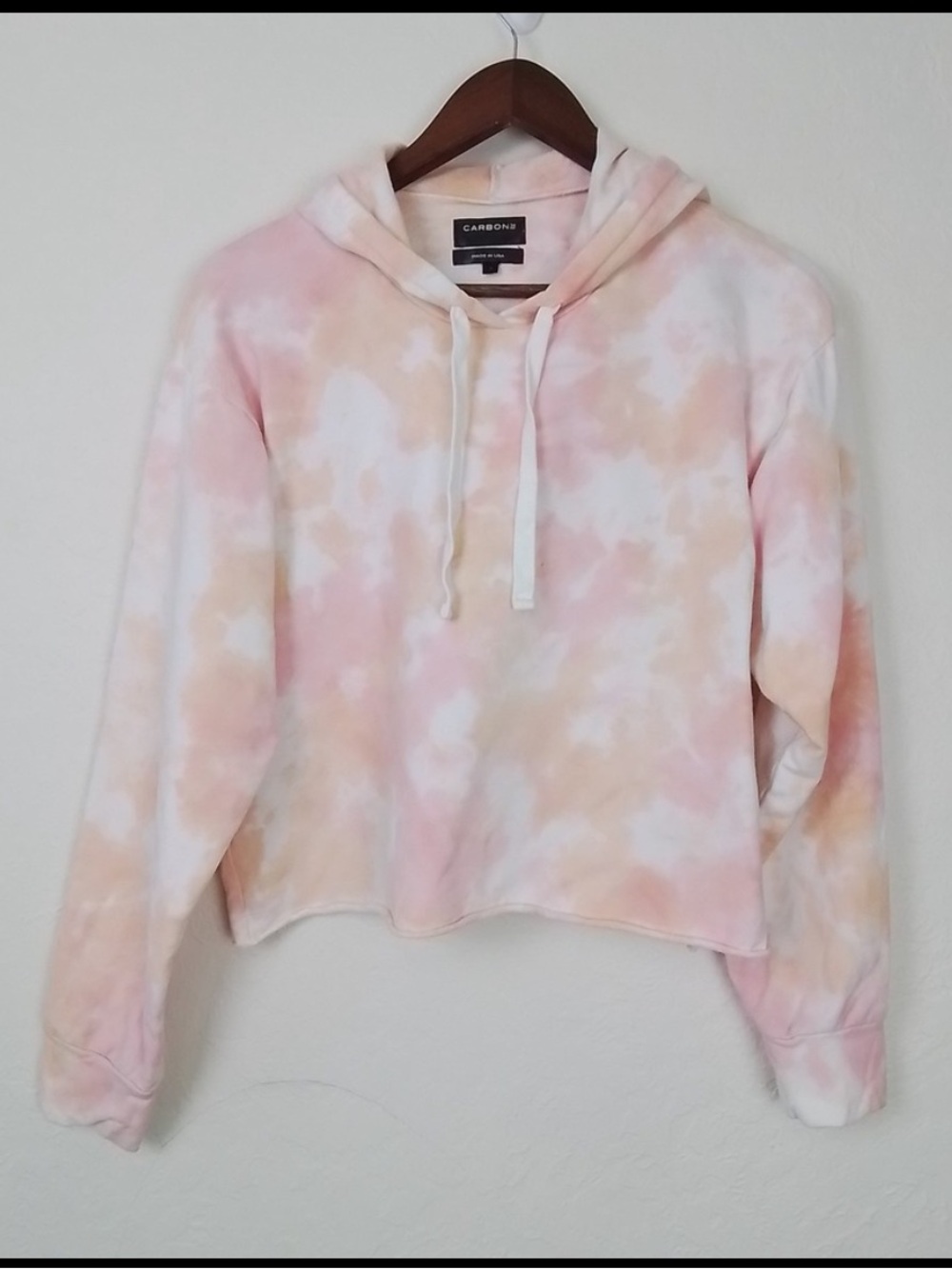 Carbon38 Pastel Tie-Dye French Terry Cropped Hoodie